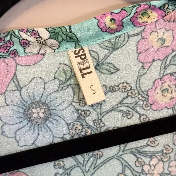 Spell & The Gypsy Sayulita Blouse Women Small Floral Boho Long Sleeve Birthstone - Picture 7 of 7